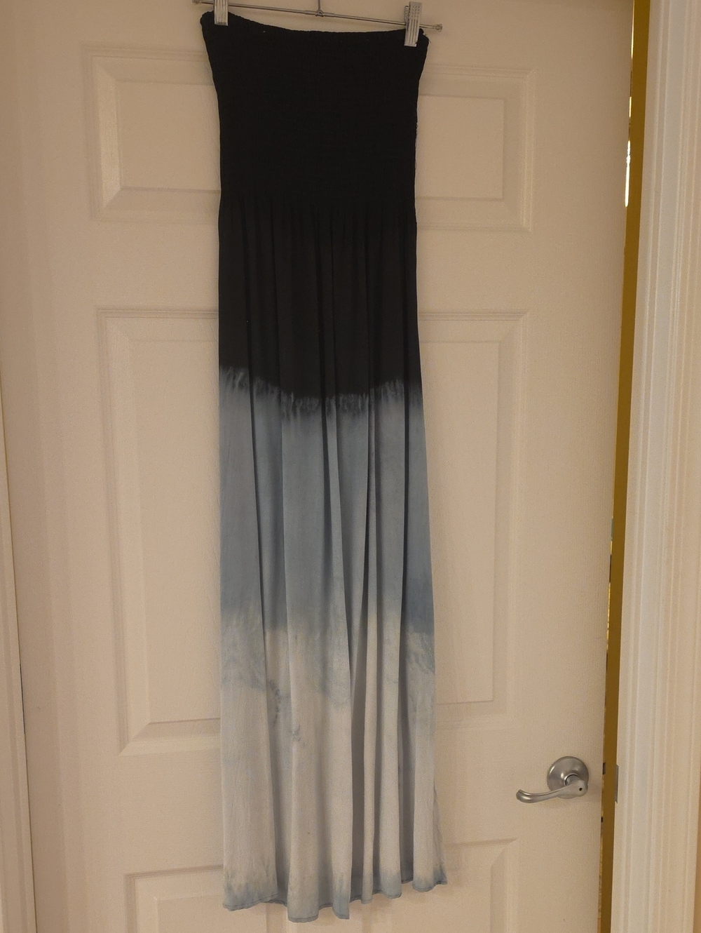 Strapless Ombre Maxi Dress - Black to Gray